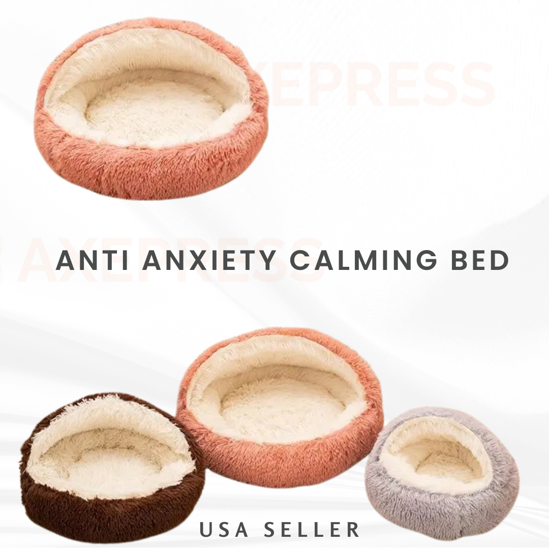 Anti-Anxiety Cave Pet Bed — Calming Donut Nest for Cats & Dogs
