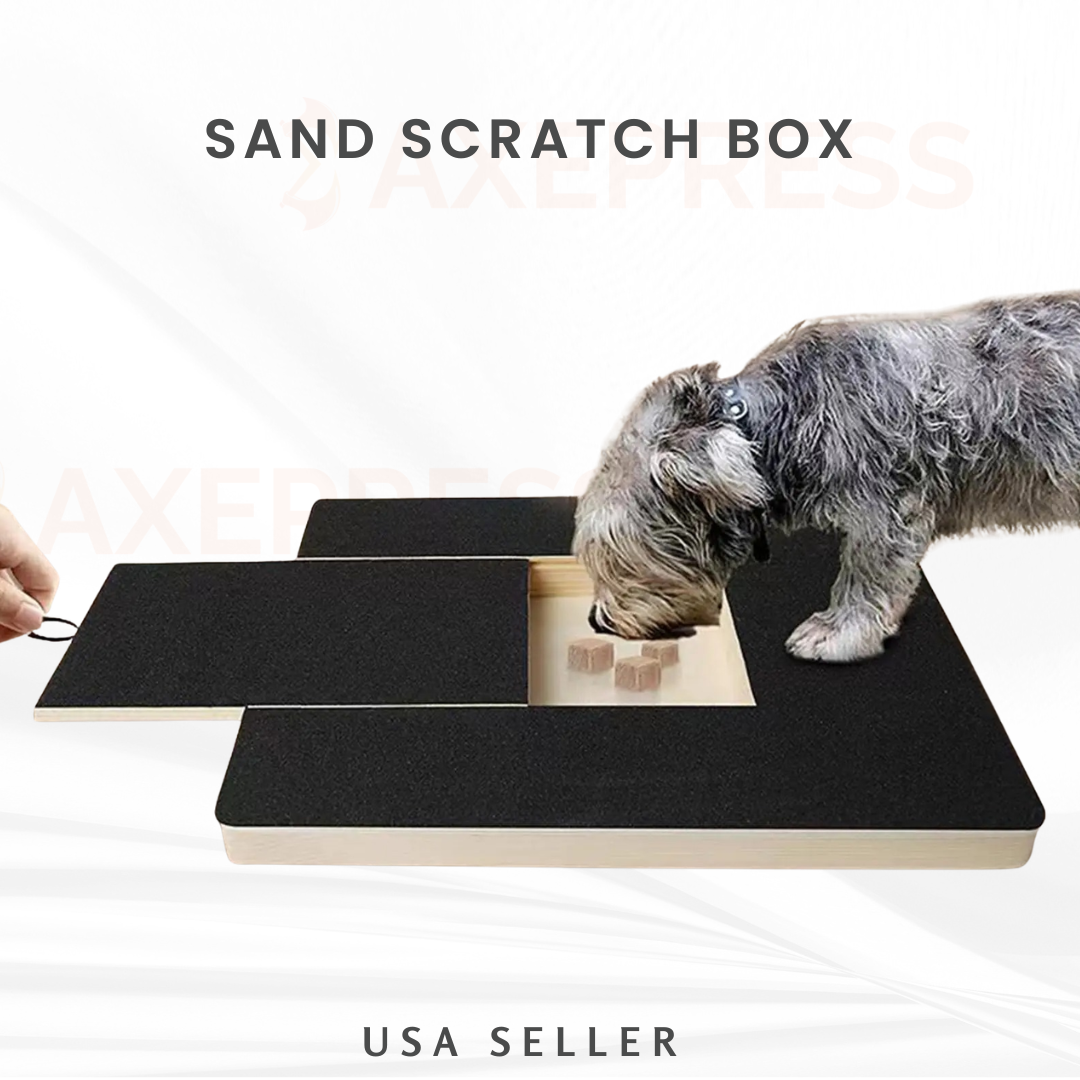 Wooden Dog Nail Scratch Board — Paw Grinder with Treat Reward Box