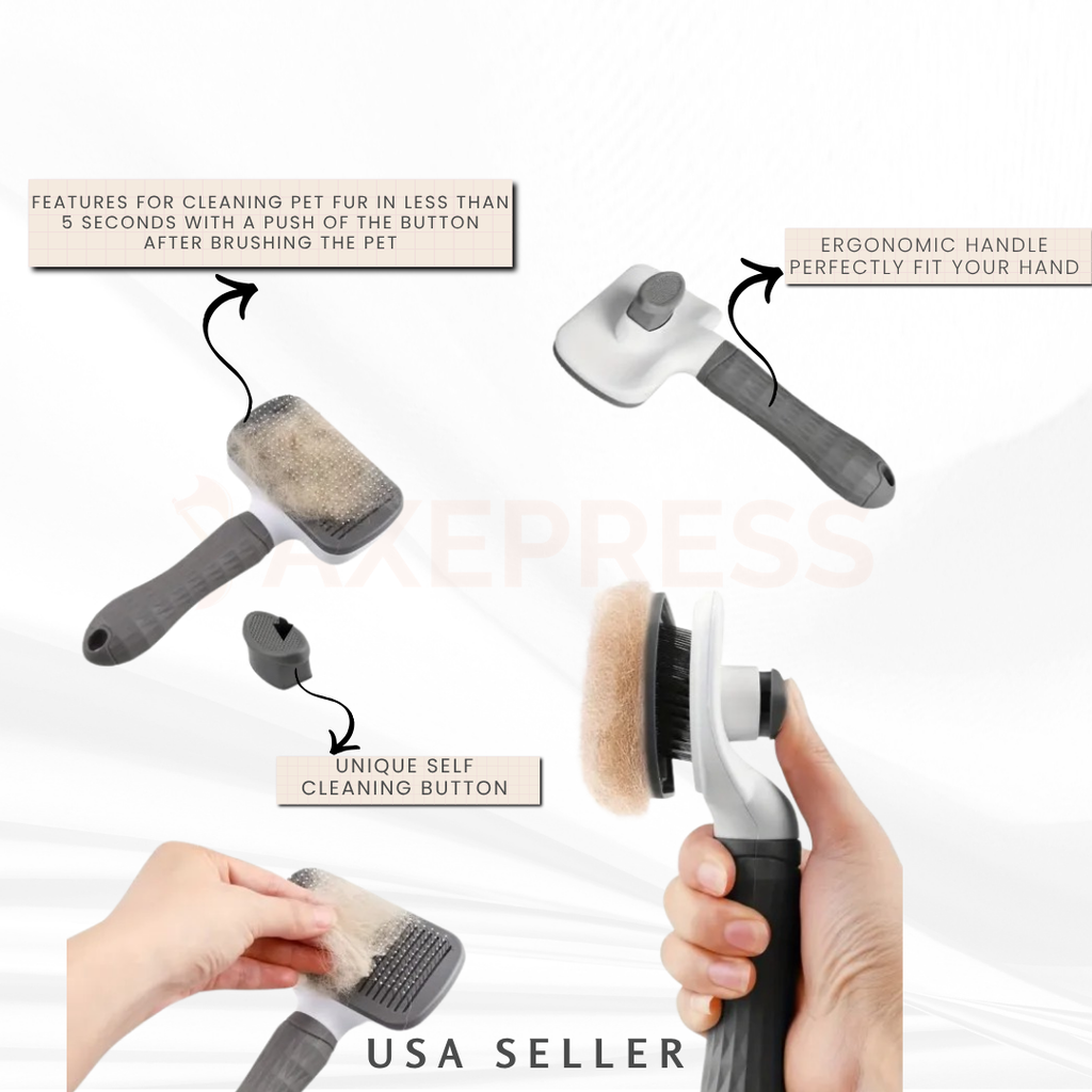 Self-Cleaning Pet Grooming Brush — Removes Shed Fur for Dogs & Cats