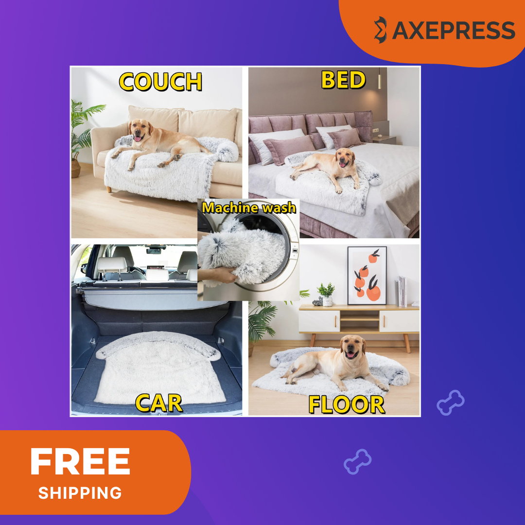 Calming Dog Bed Sofa — Washable Plush Nest for Large Dogs & Cats