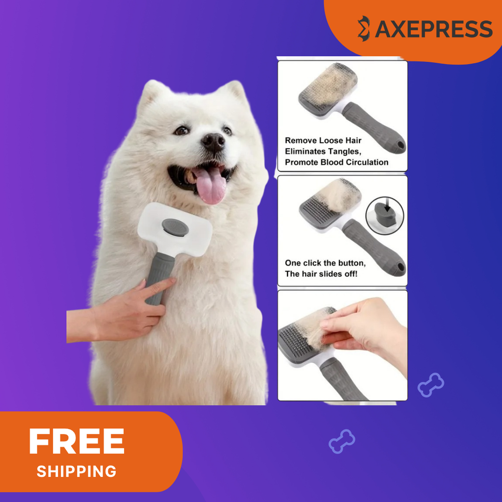 Self-Cleaning Pet Grooming Brush — Removes Shed Fur for Dogs & Cats