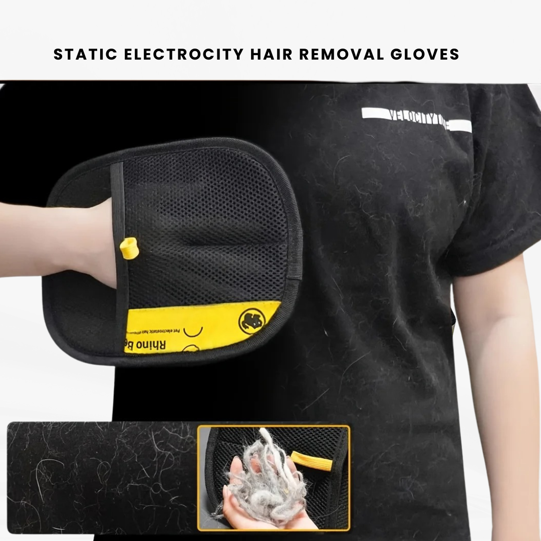 Pet Hair Remover Gloves Electrostatic for Cats Dogs, Reusable Washable Grooming Glove with 2-in-1 Lint Roller glove
