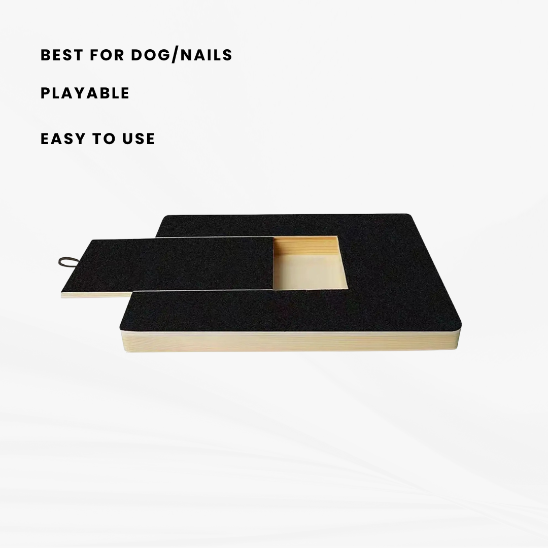 Wooden Dog Nail Scratch Board — Paw Grinder with Treat Reward Box