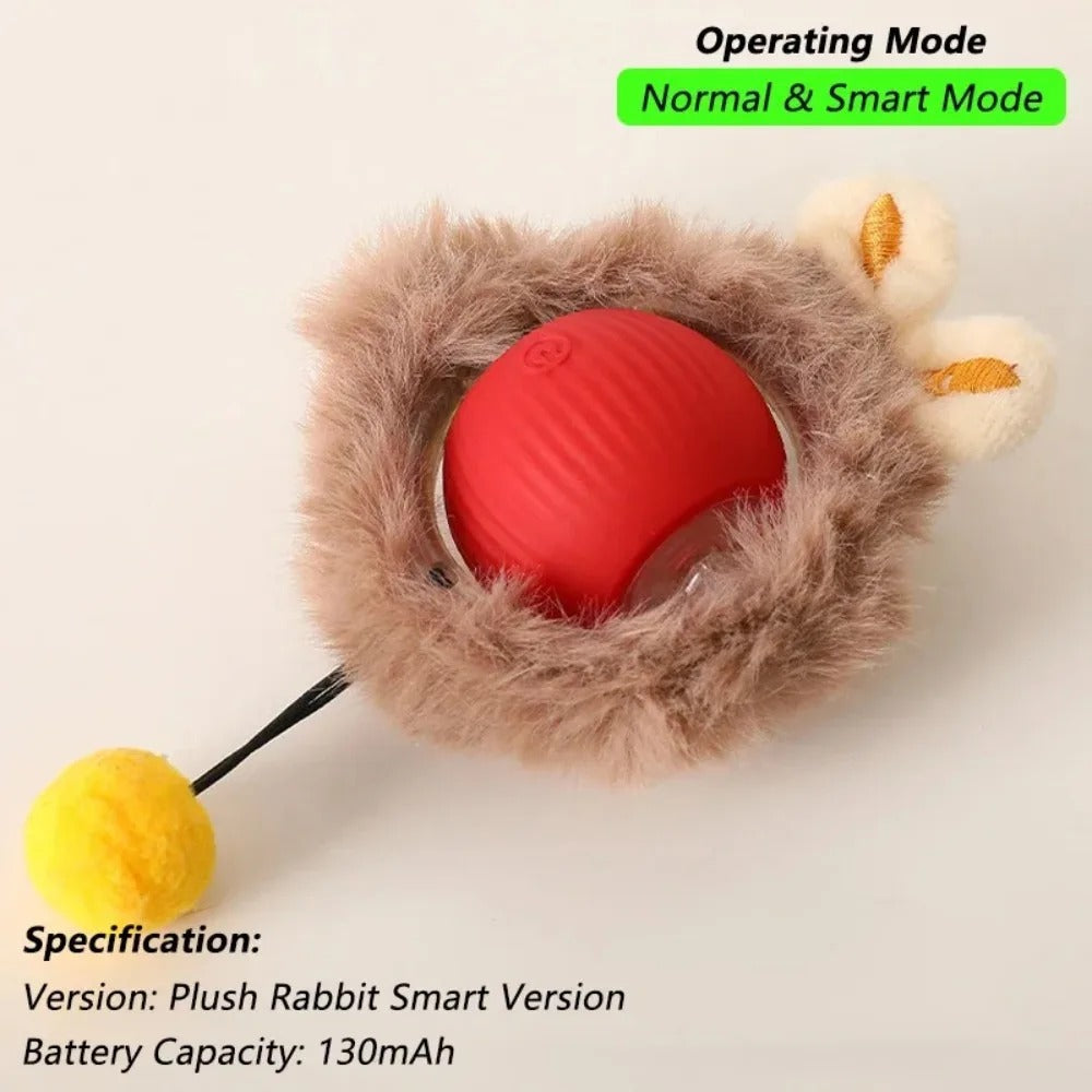 Auto Rolling Cat Toy Ball — Rechargeable with Faux Tail, USB Charging