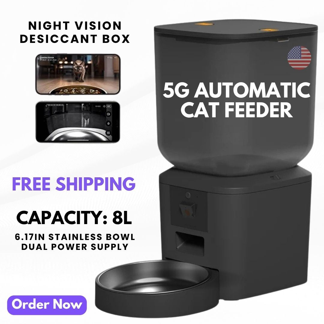 WiFi Automatic Cat Feeder with Camera – 1080P Smart Pet Food Dispenser with App Control & Voice Recorder