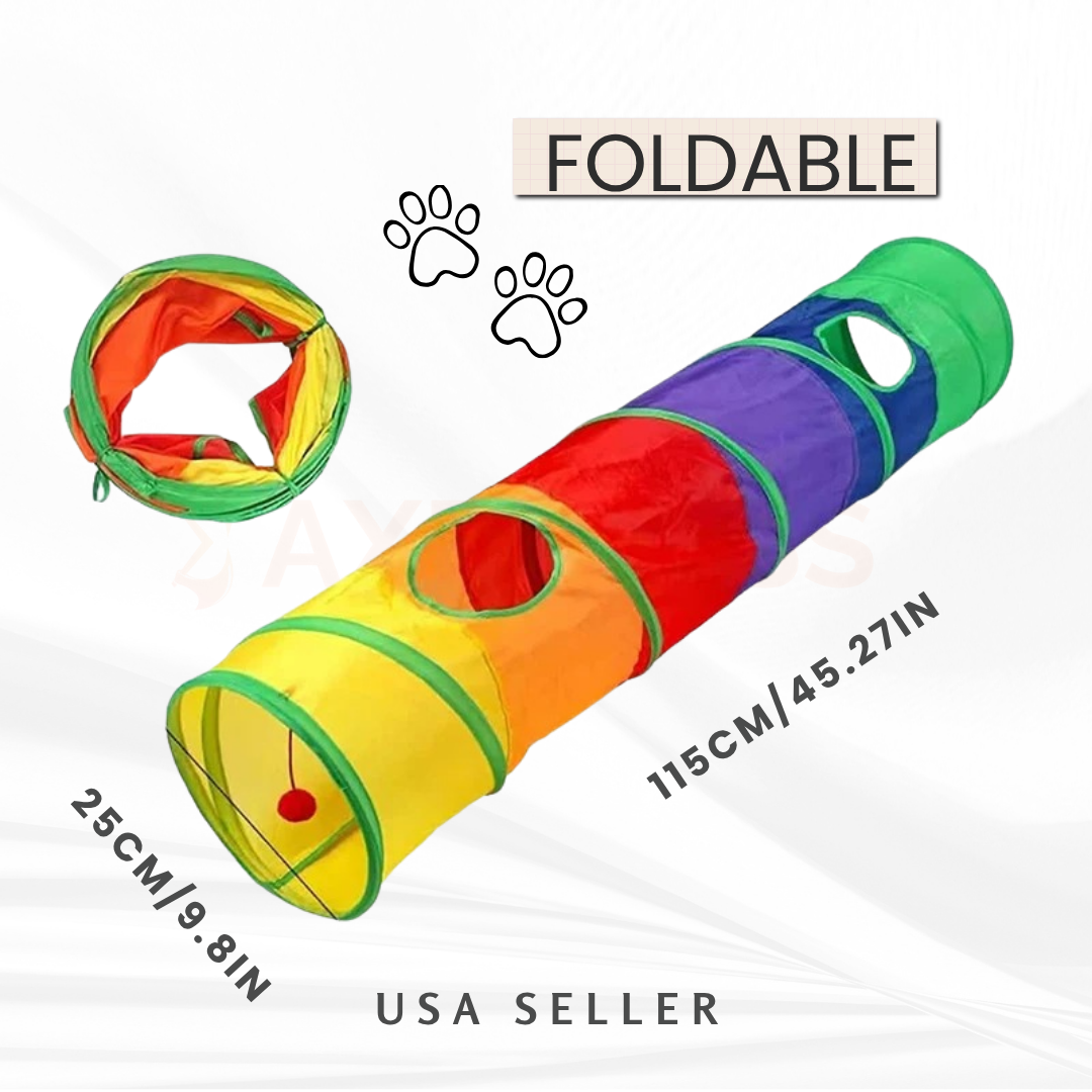 Viral Cat Tunnel Toy - Foldable Interactive Play Tube for Cats/pets & Kittens – Keeps Pets Active, Entertained & Stress-Free Indoors